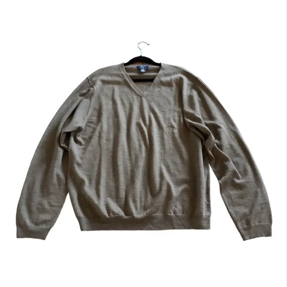Brooks 346 Other - Brooks Brothers 346 Men's V-Neck Knit 100% Merino Wool Sweater Brown Size XXL